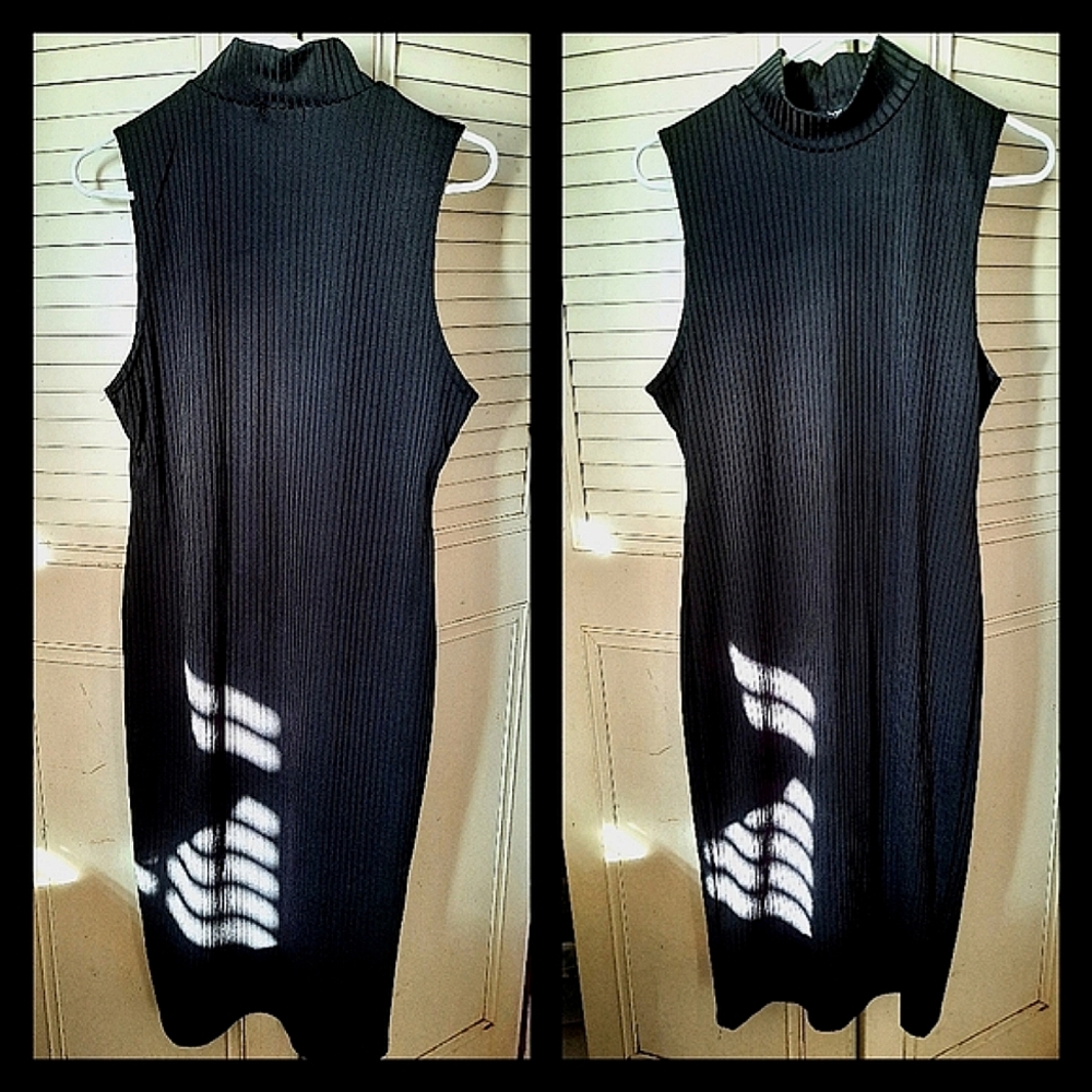 Boohoo Plus US 14 Black Ribbed Dress
